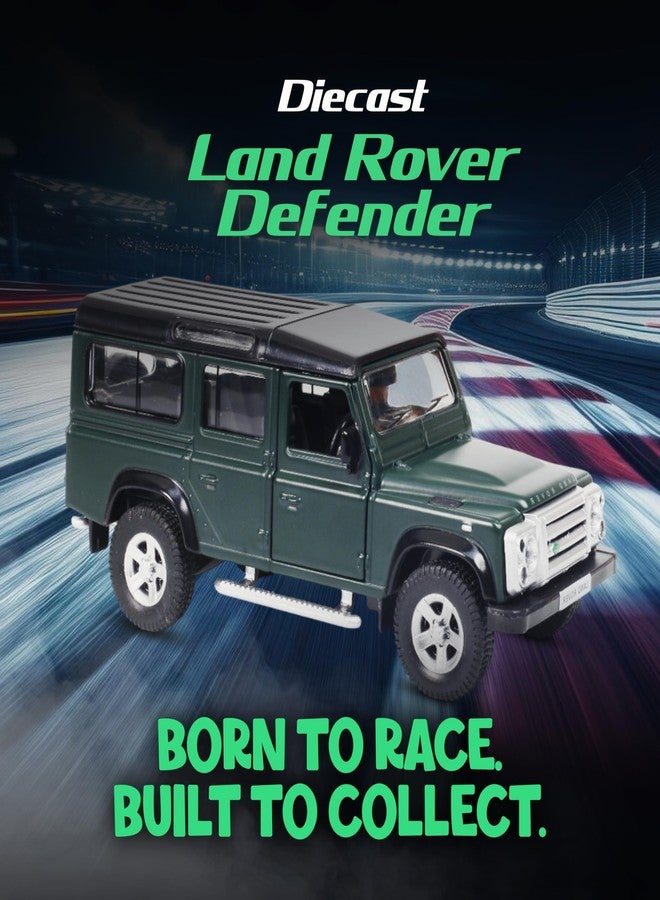 Rmz City 5 Inch Die Cast Land Rover Defender Toy Car 1:35 Scale Model | Licensed Collectible Vehicle with Opening Doors & Pullback Action | International Series for Kids & Car Lovers | Matt Green - Image 3